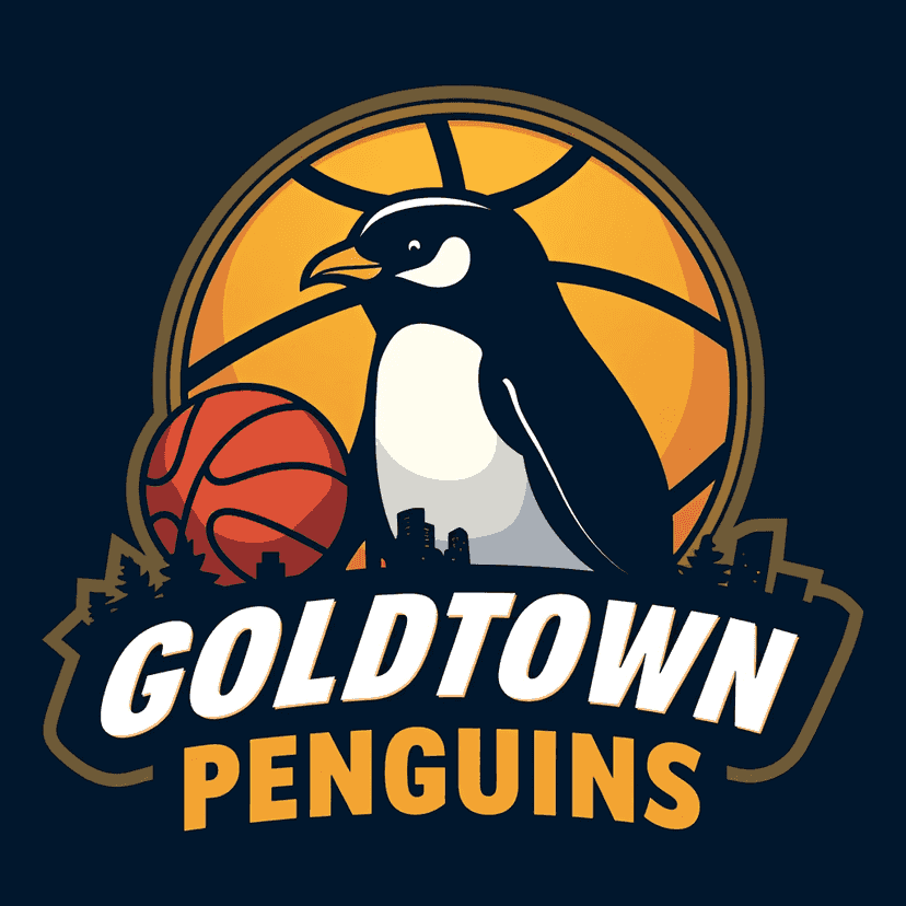 A logo for a basketball team called the "Goldtown Penguins"