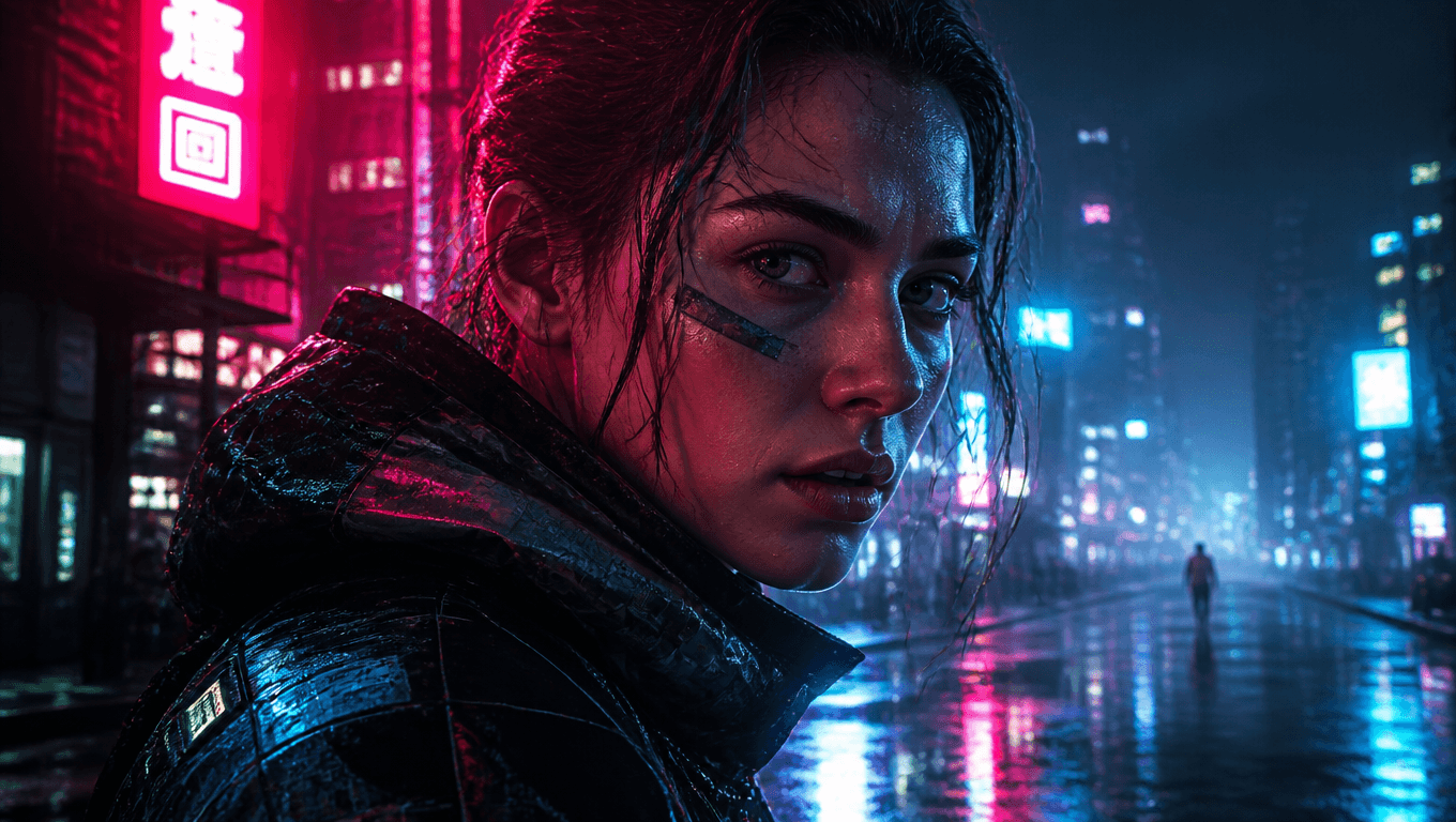 Cyberpunk Street Runner Portrait