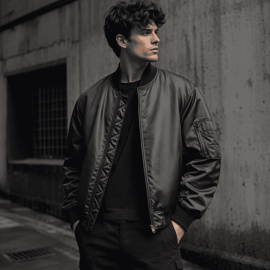 Vague prompt: "a stylish bomber jacket, cool and edgy"