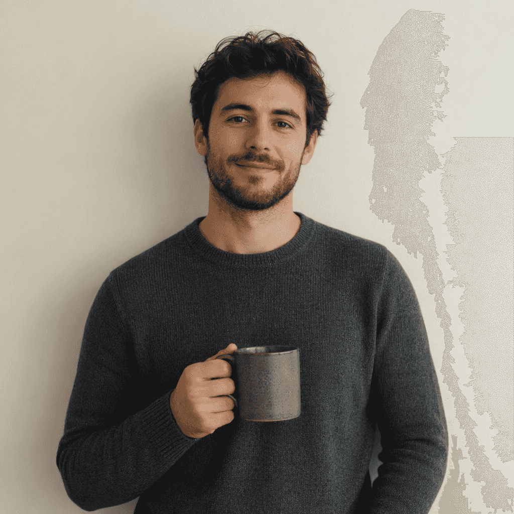 Vague prompt: "a person holding a mug"
