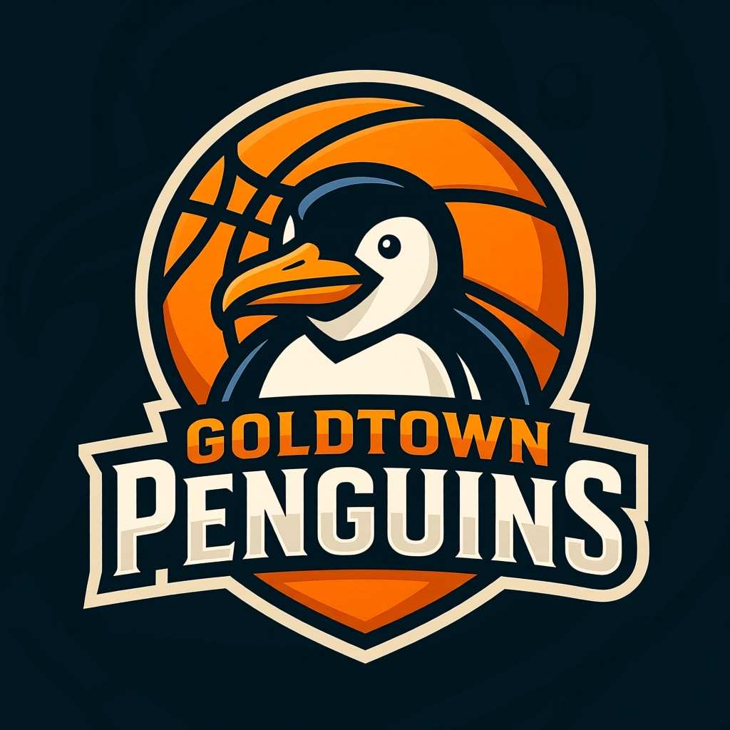 Enhance AI generated artwork: A logo for a basketball team called the "Goldtown Penguins"