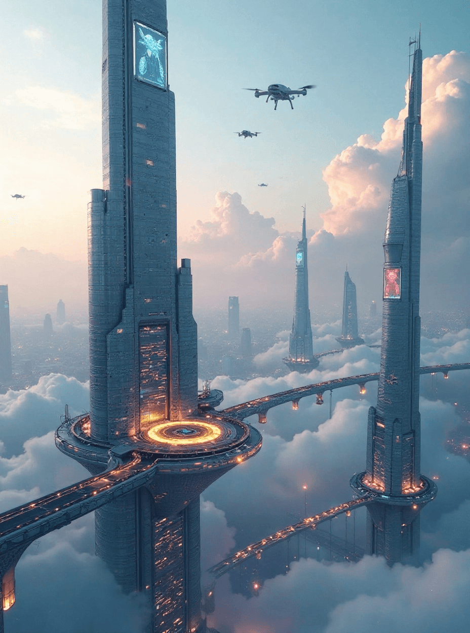 Hyper-Tech Metropolis in the Clouds