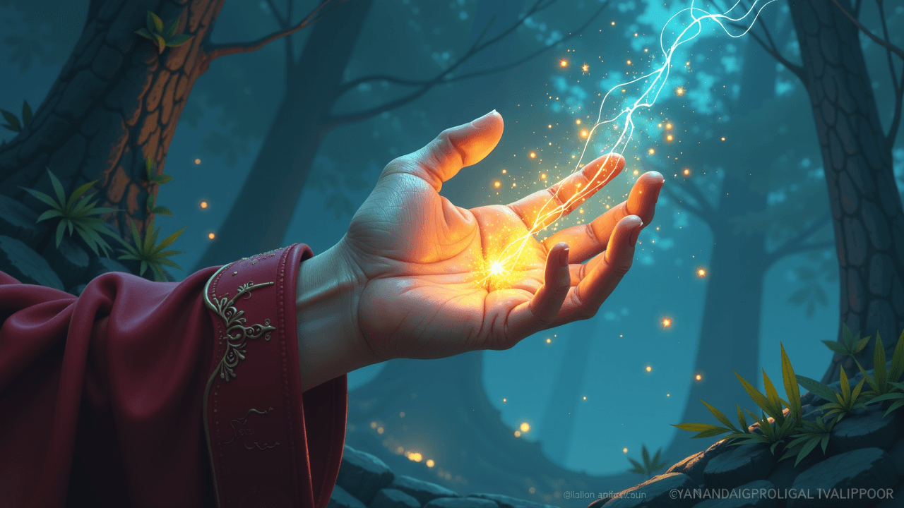 Fantasy hand casting spell