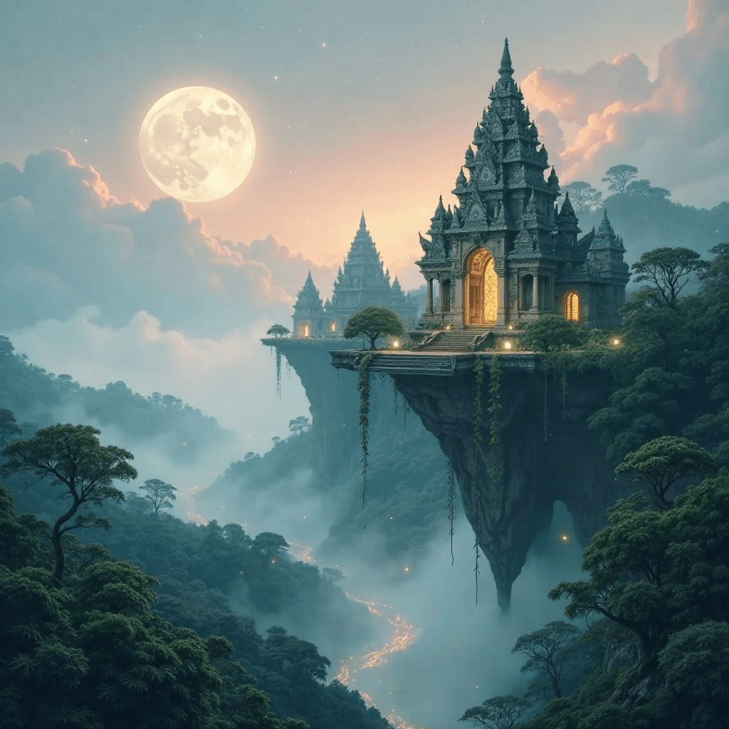 Ethereal Dreamscape of Floating Temples