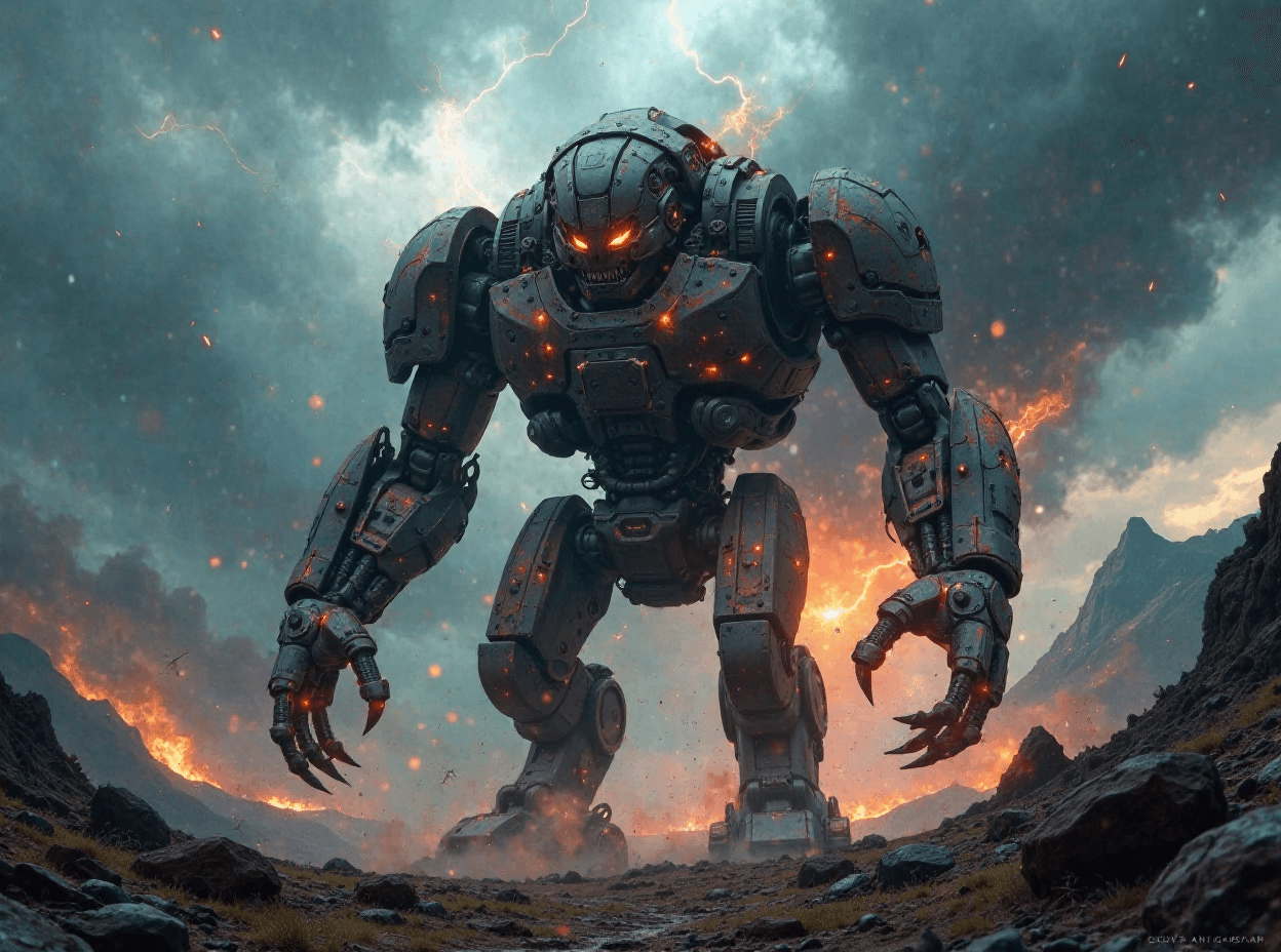 Giant Mechanical Beast in a Storm