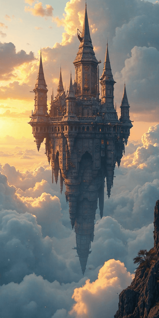Skybound Fortress with Mechanical Wings