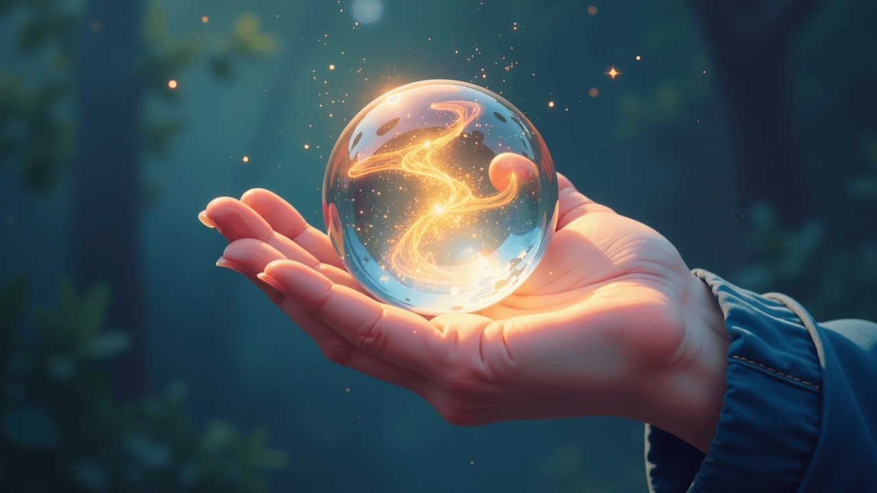 Hand holding crystal ball
