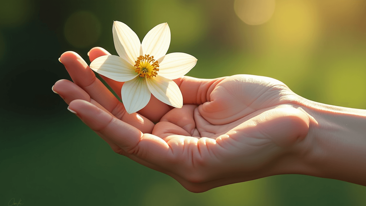 Hand holding flower