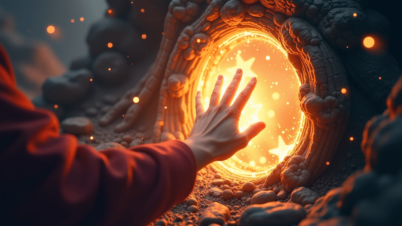 Mystical hand from portal