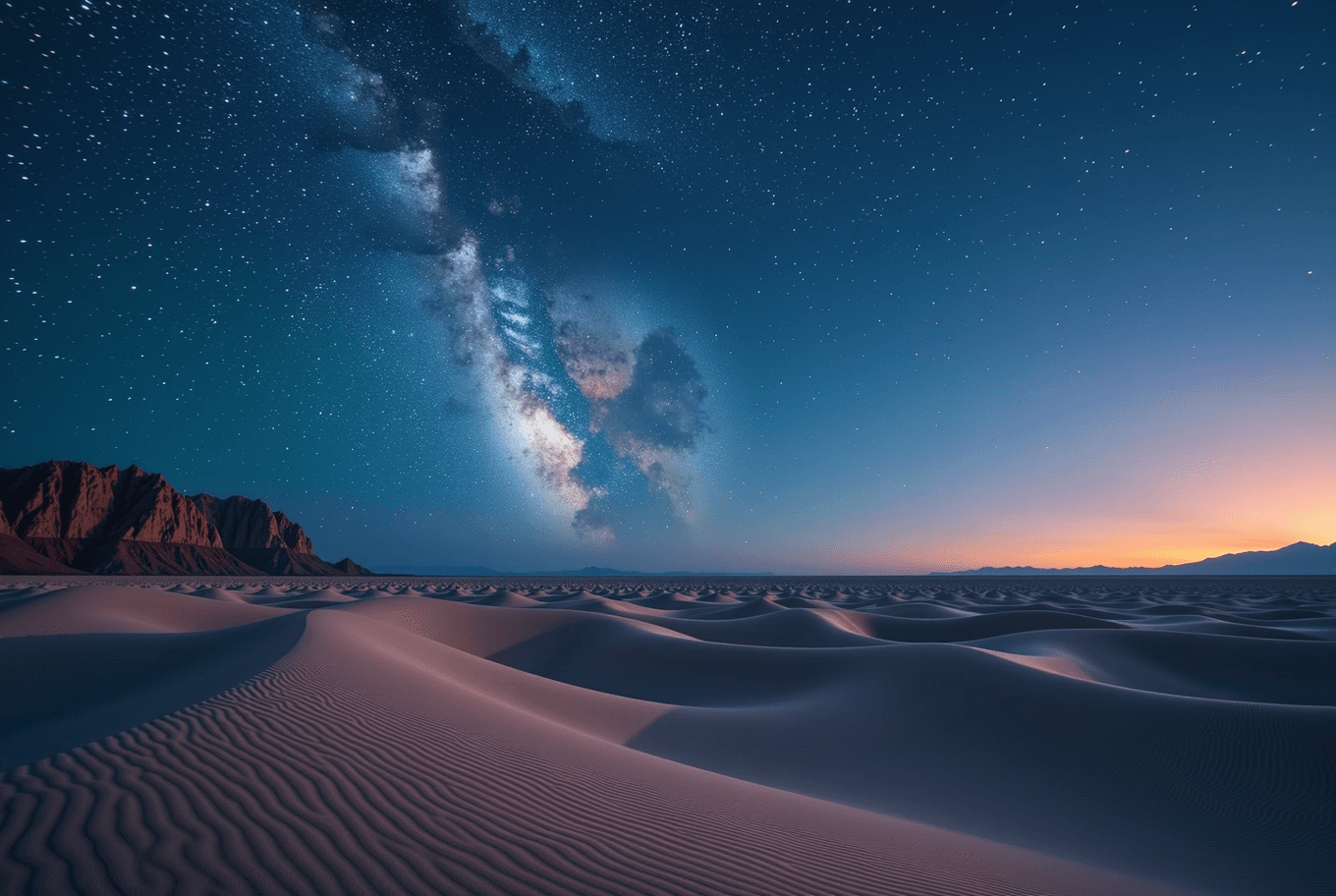 Desert under starry sky