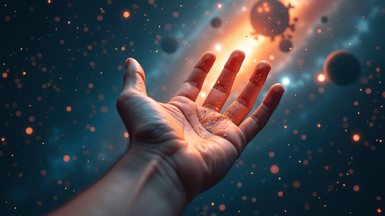 Hand in galaxy