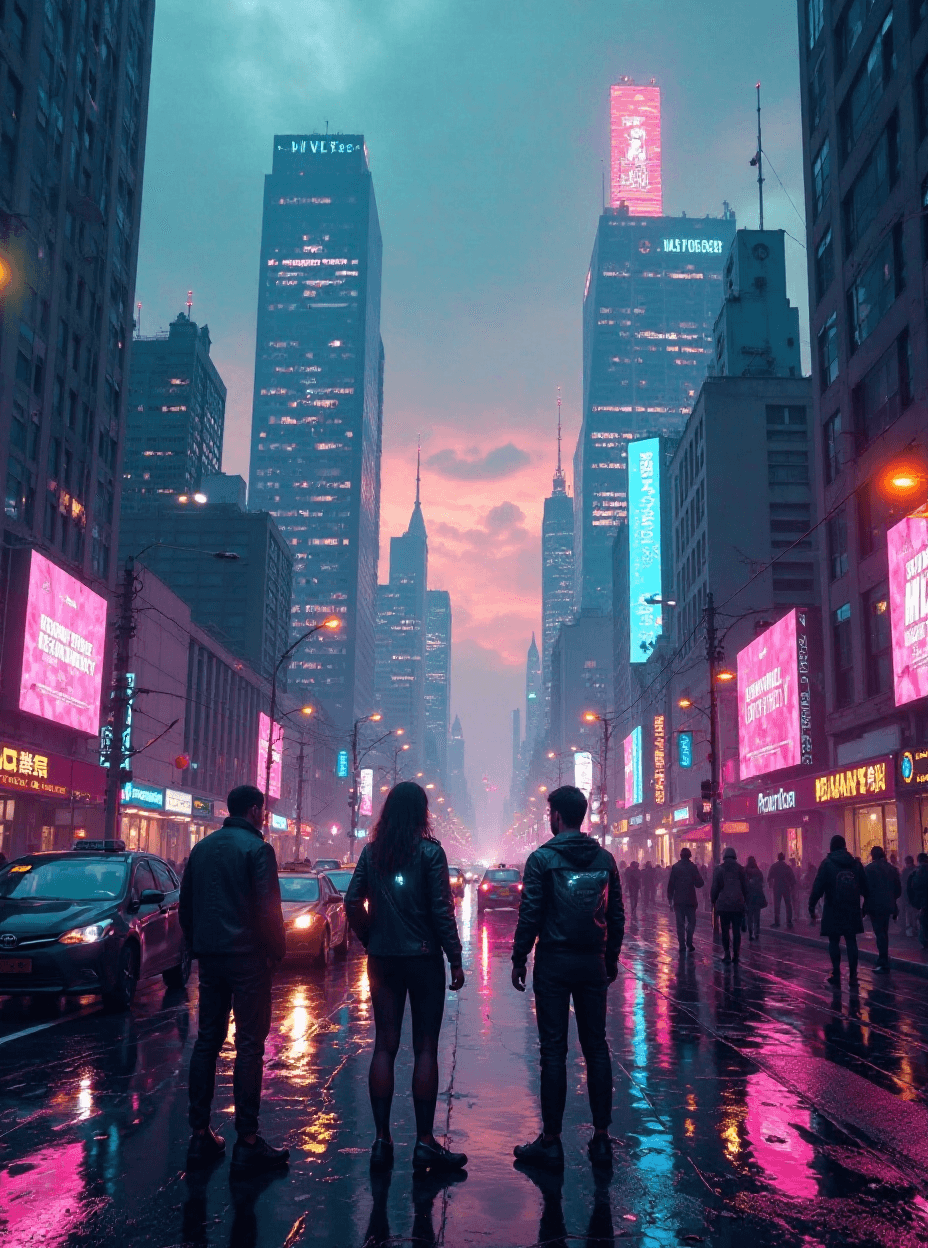 Cyberpunk Metropolis at Dusk