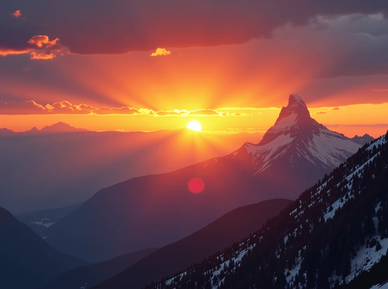 Sunset over mountains