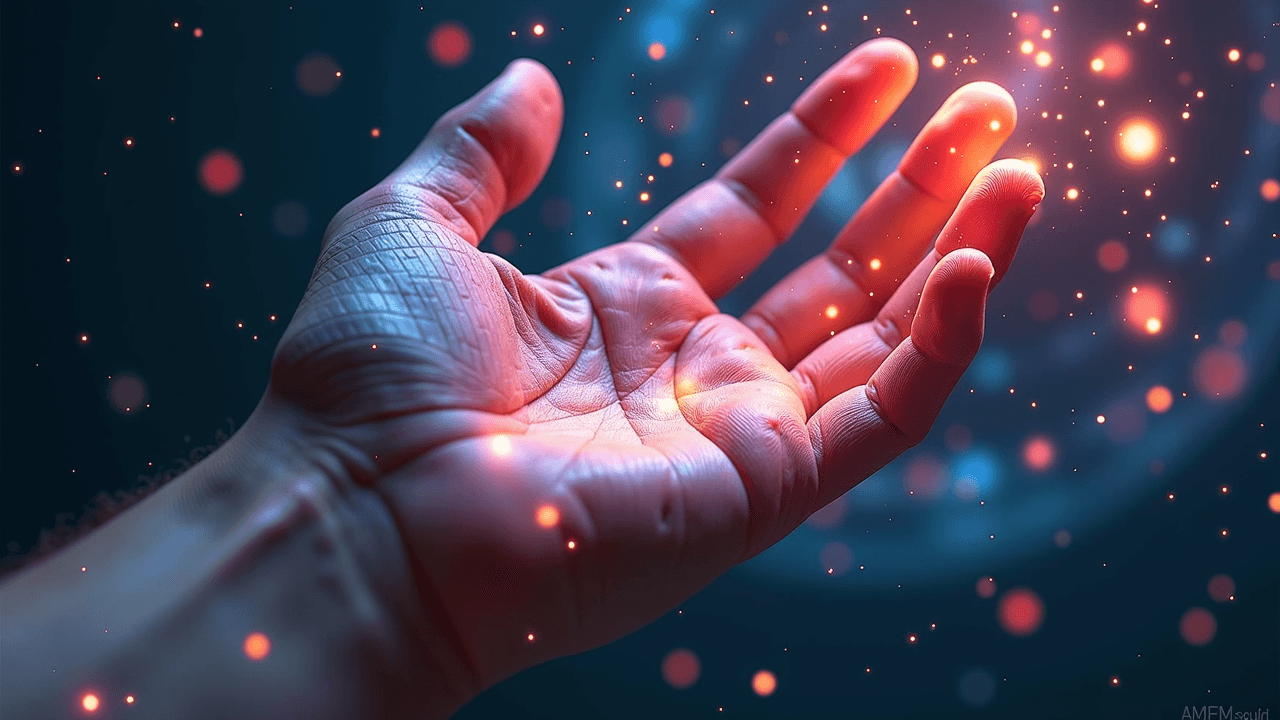 Abstract hand and galaxy