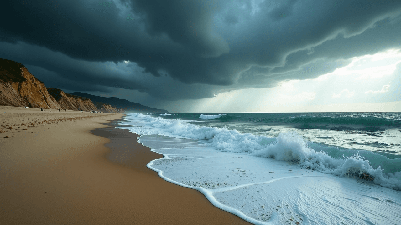 Stormy beach