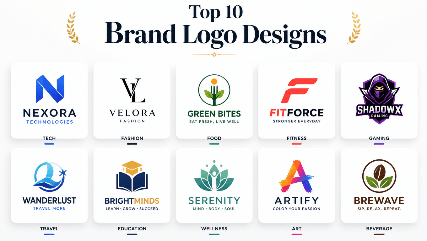 Top 10 Brand Logo Design Images Created with Flux 1 AI