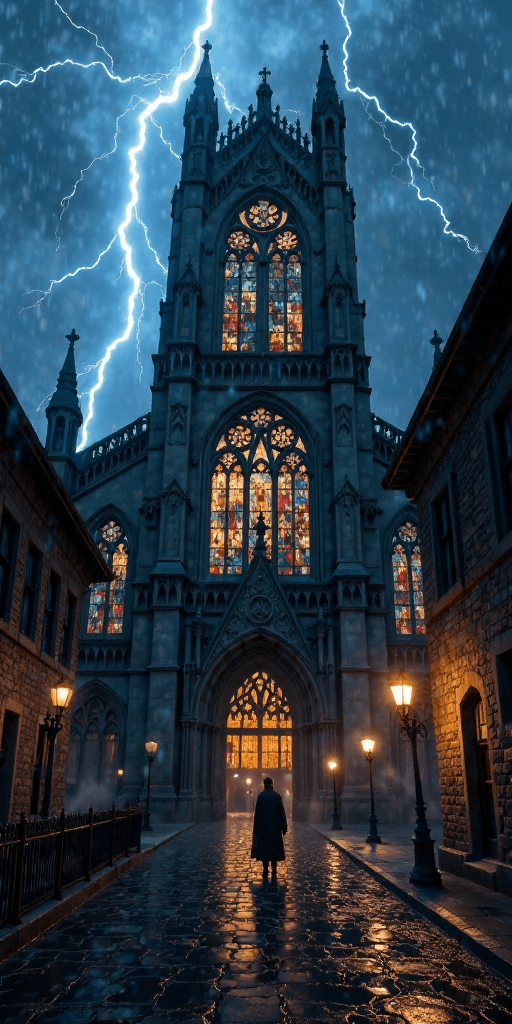 Gothic Cathedral in a Thunderstorm