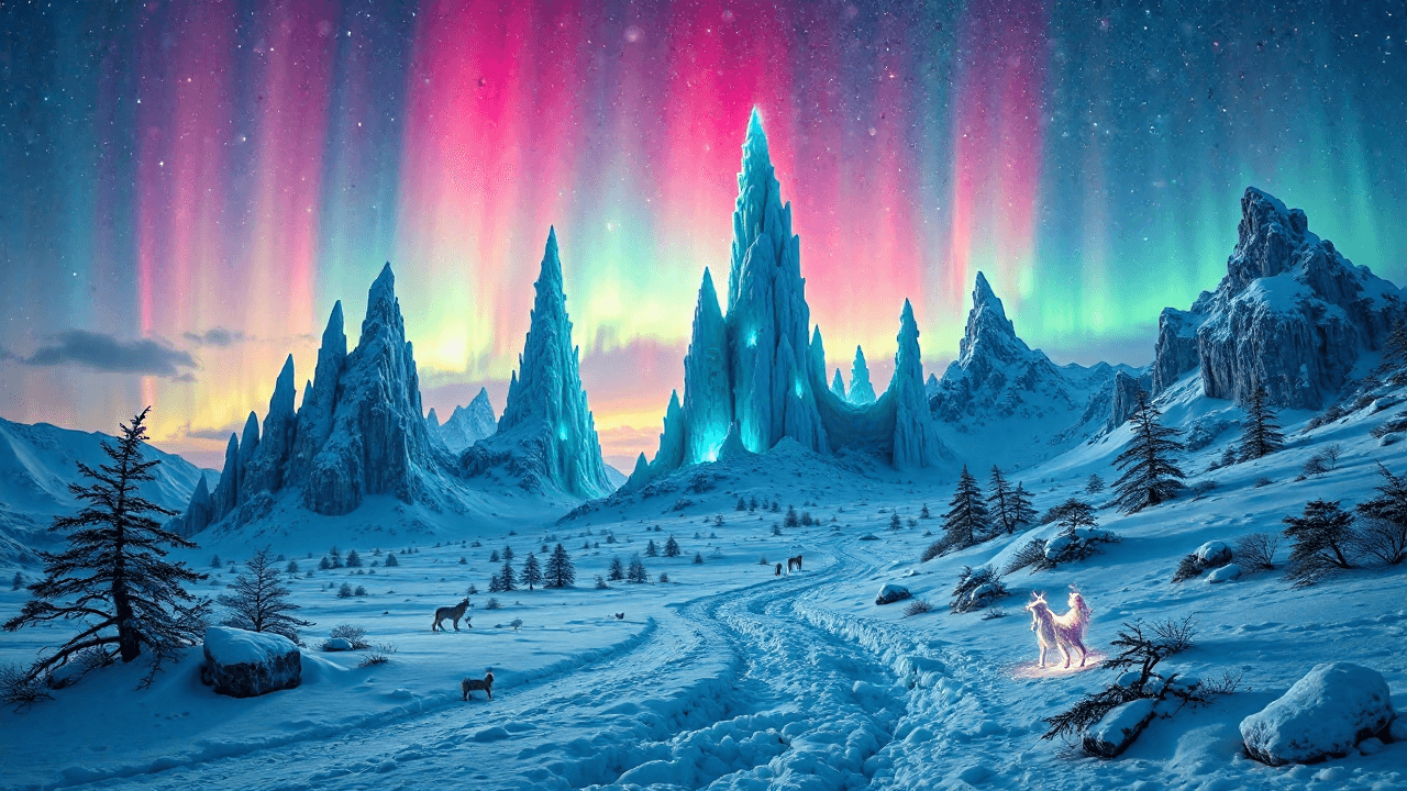 Aurora Ice Spires