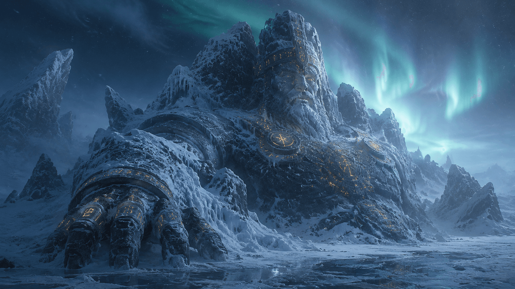 Ancient Colossus in a Frozen Wasteland