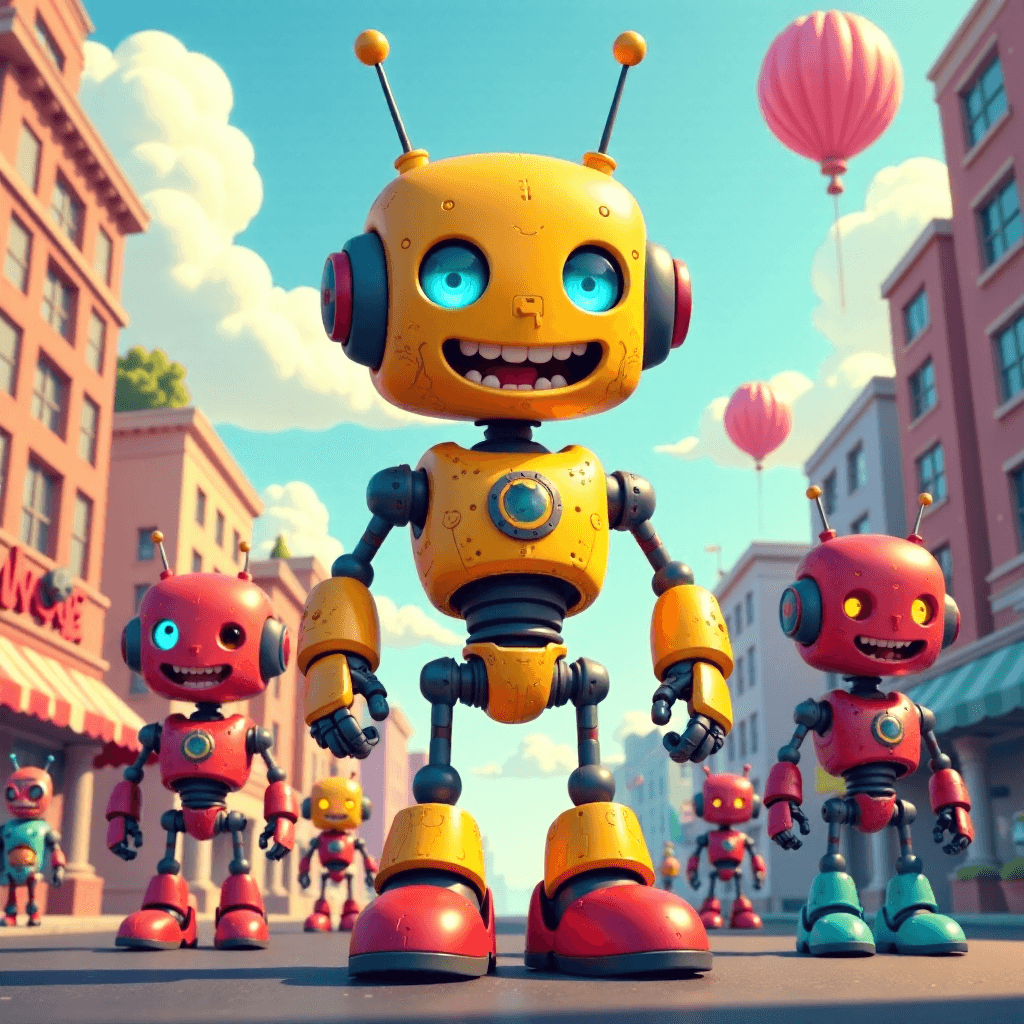 Cartoon Robot Parade