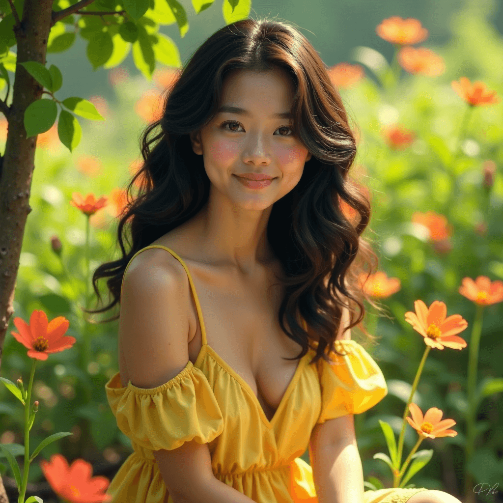Serene Garden Portrait