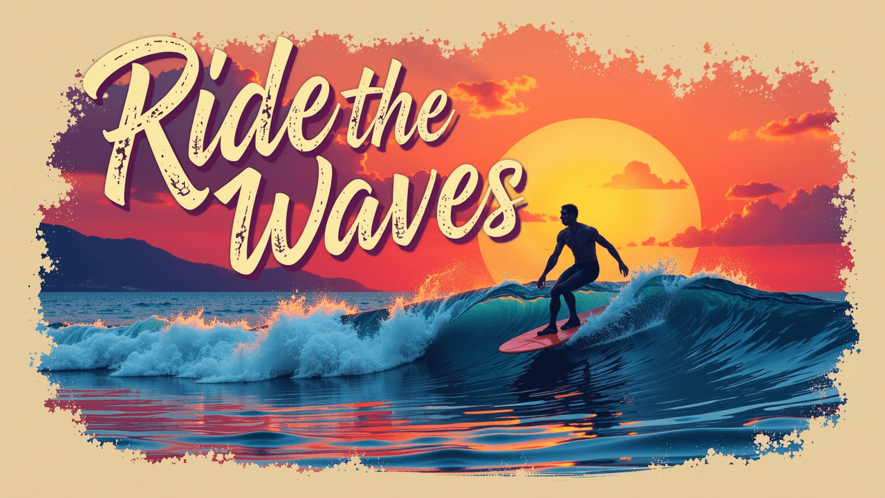 Retro Sunset Surfer
