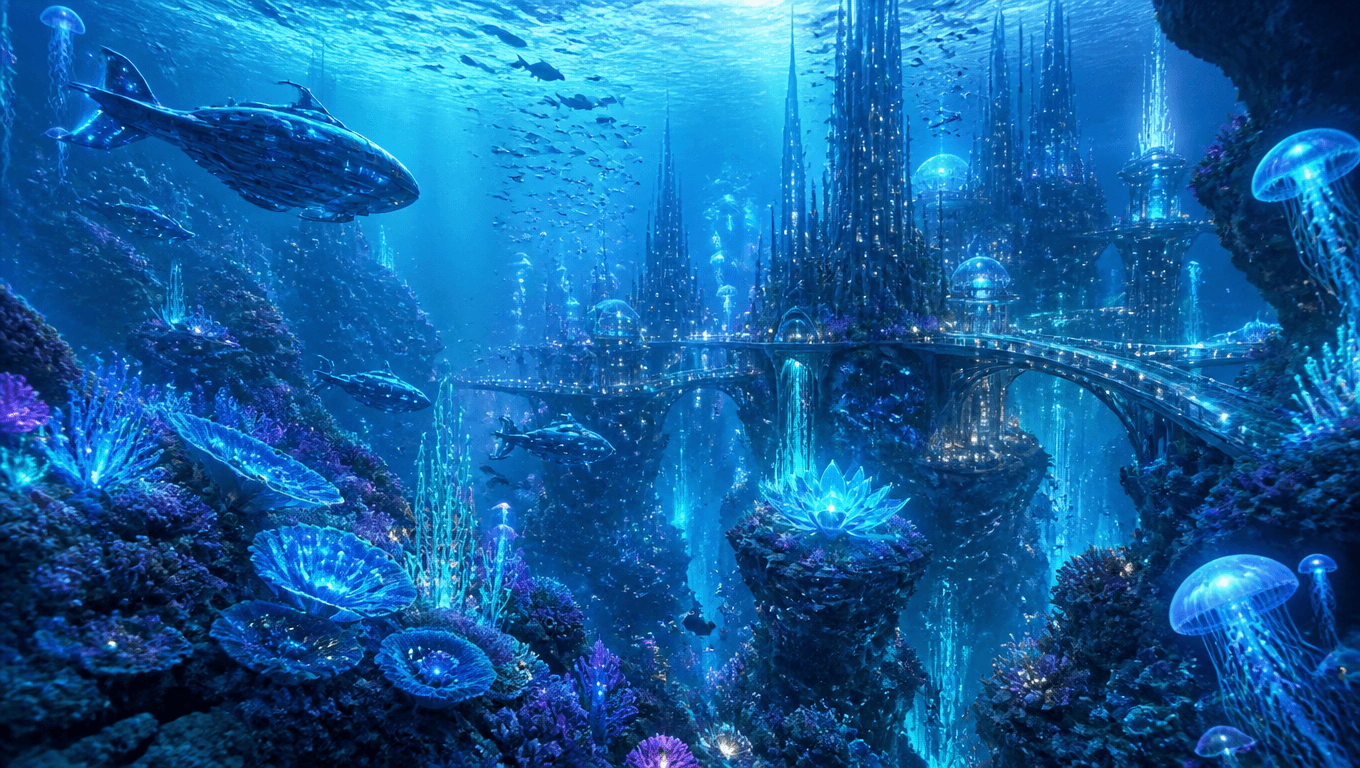 Underwater Kingdom of Bioluminescent Life