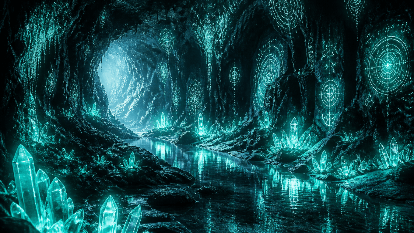 Enchanted Cave with Luminescent Crystals