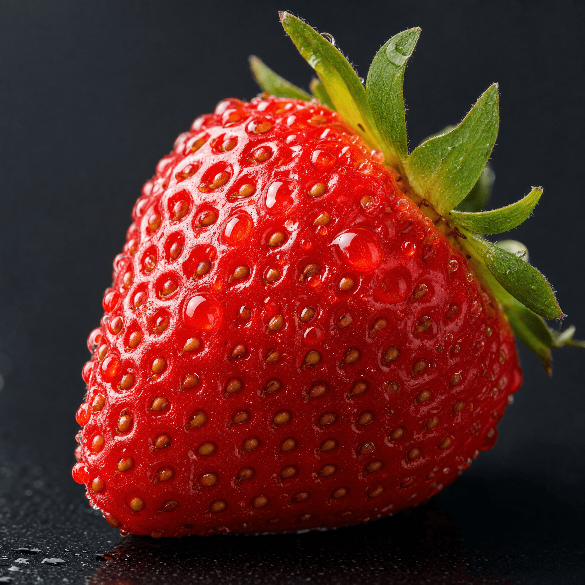 Macro strawberry with water droplets