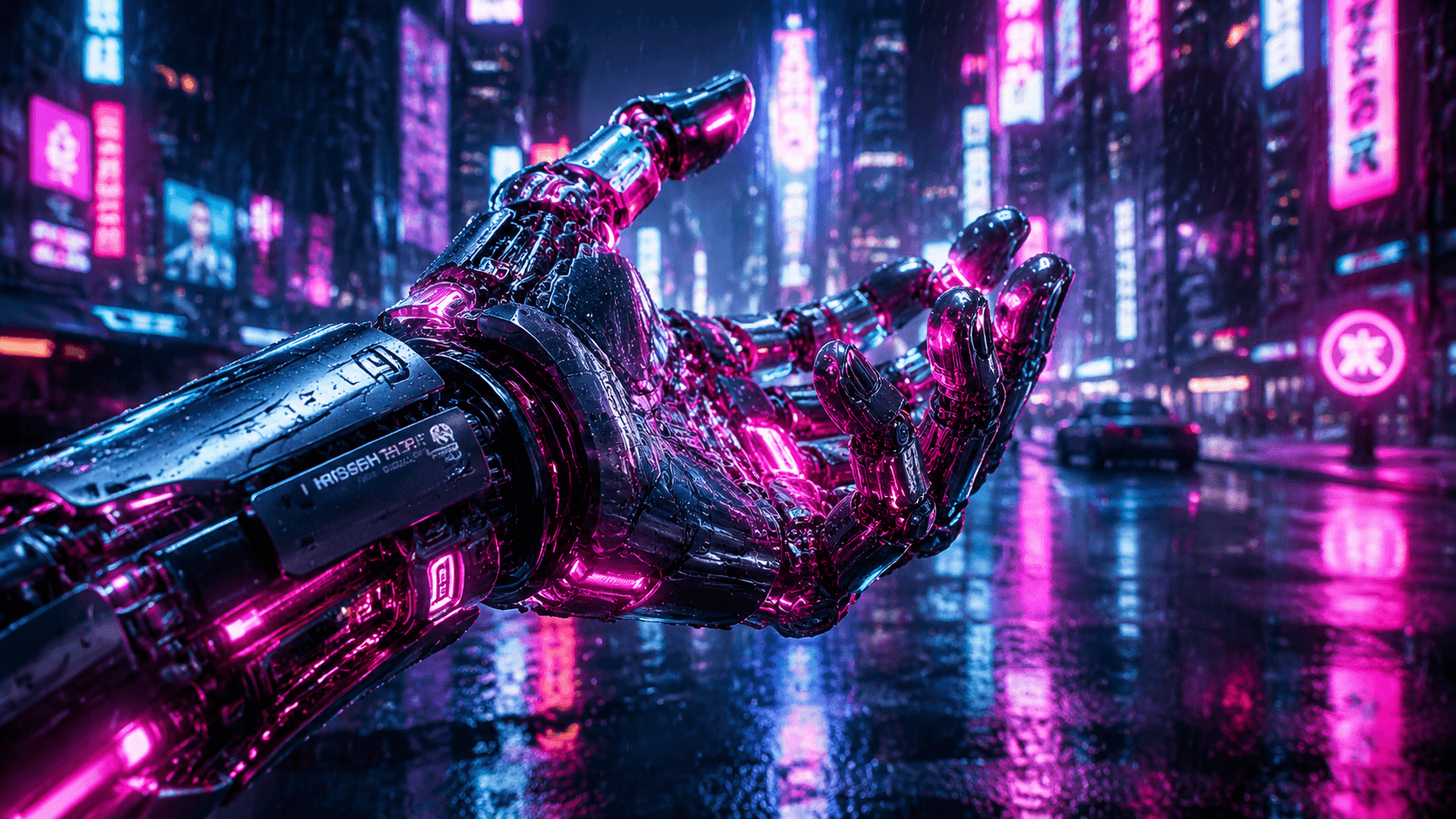 Cyberpunk-style robotic hand