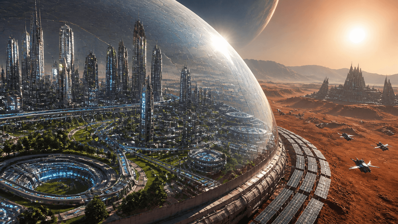 Futuristic City Under a Glass Dome