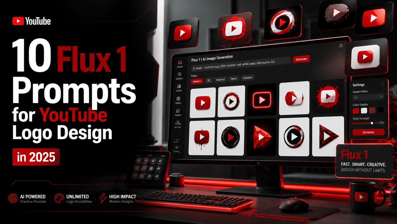 10 Flux 1 Prompts for YouTube Logo Design in 2025