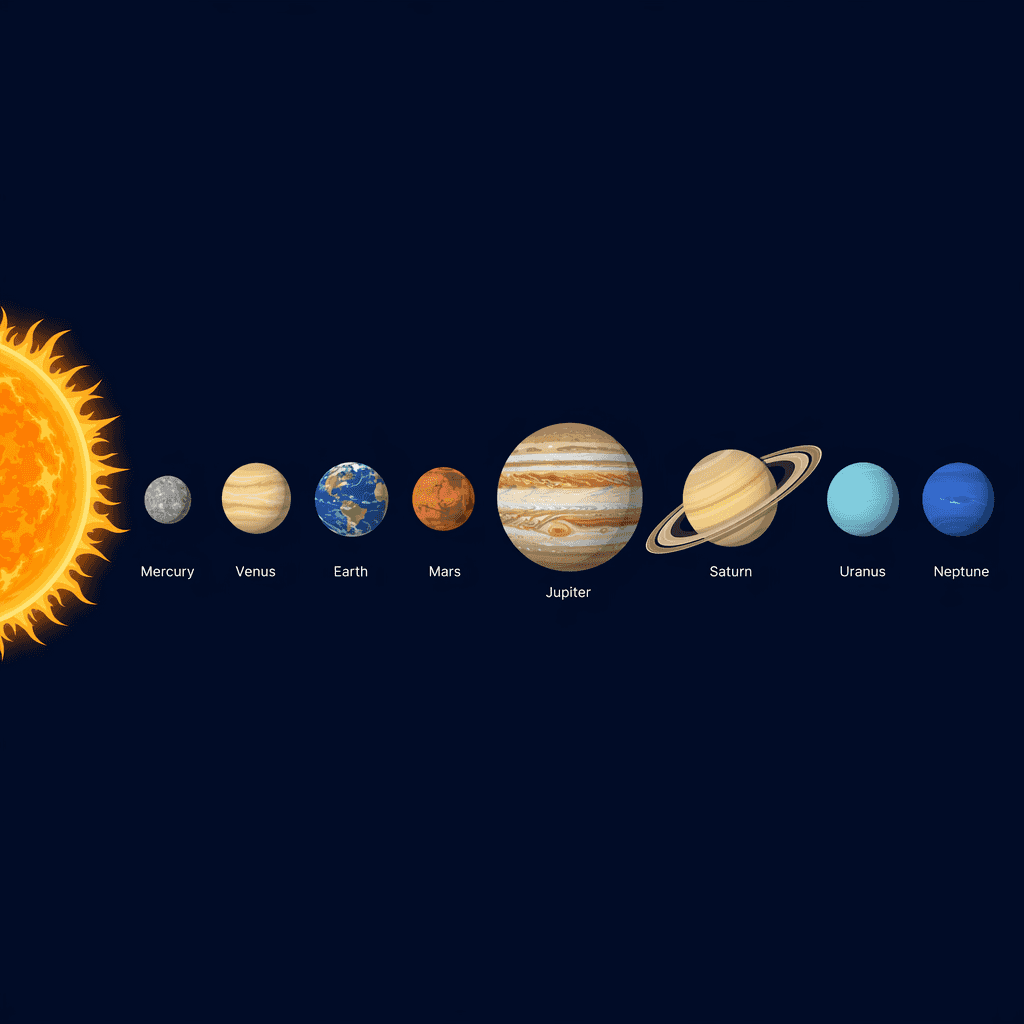GPT Image 2 result: the same solar system prompt, correct but loosely composed