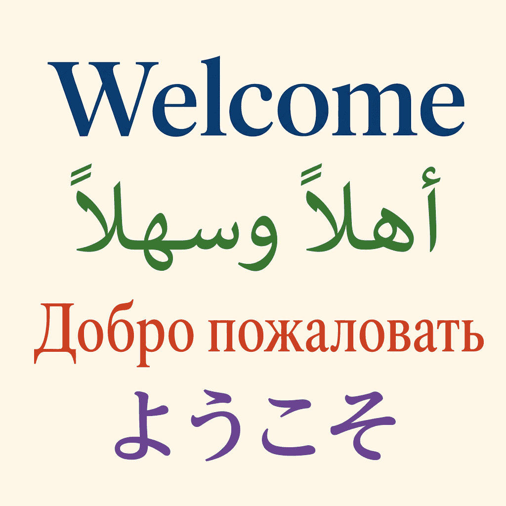 GPT Image 2 result: the same four language Welcome poster