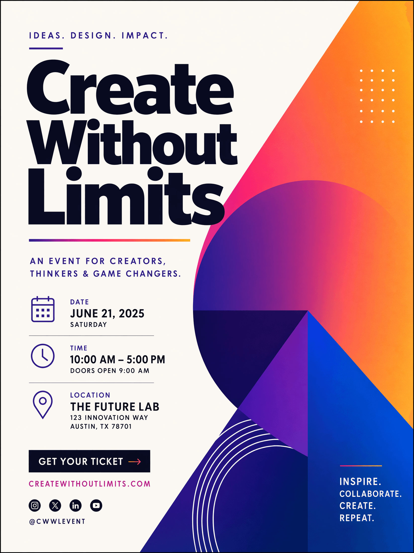 Minimalist poster reading Create Without Limits