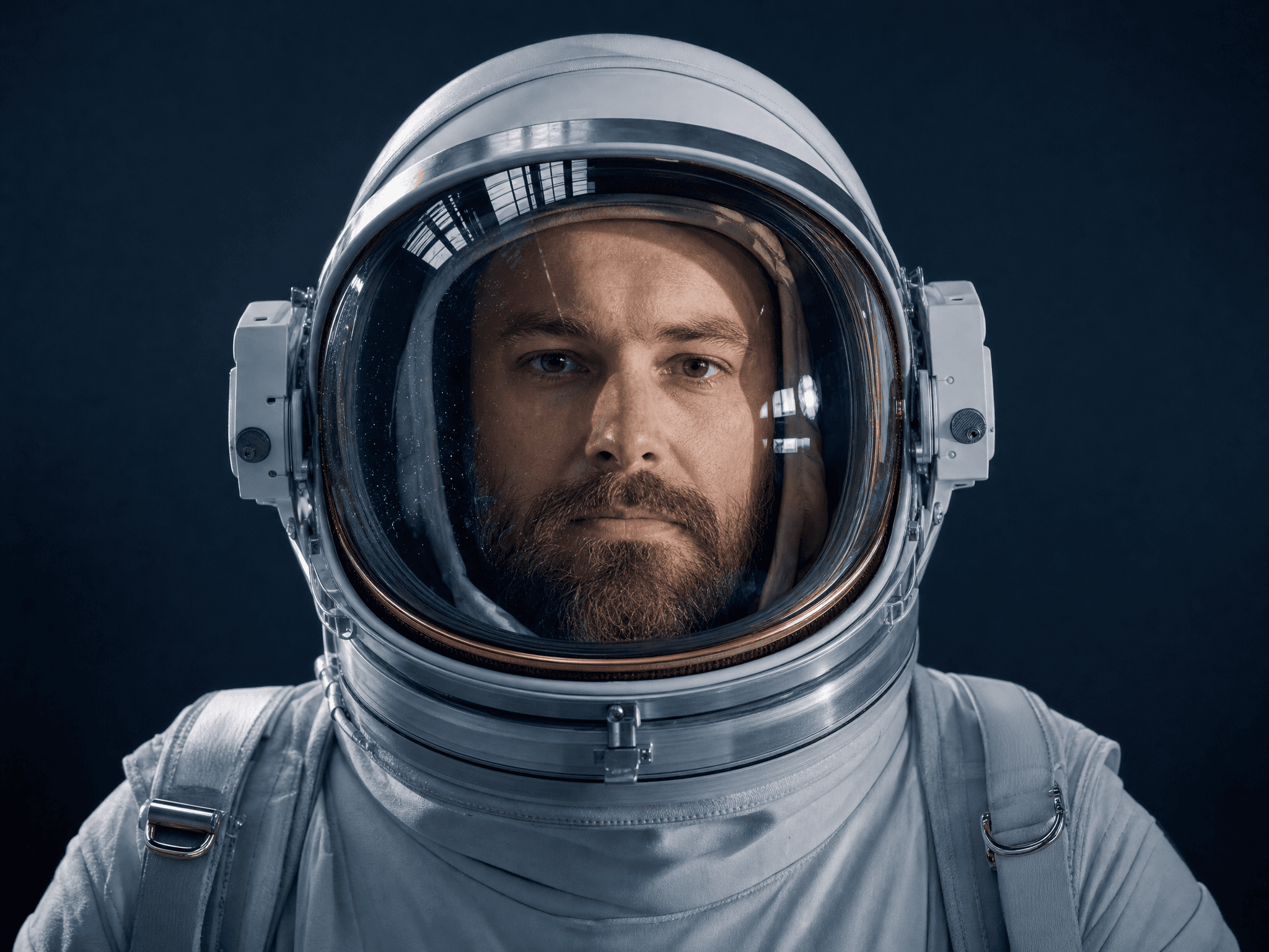 Astronaut with reflective helmet visor
