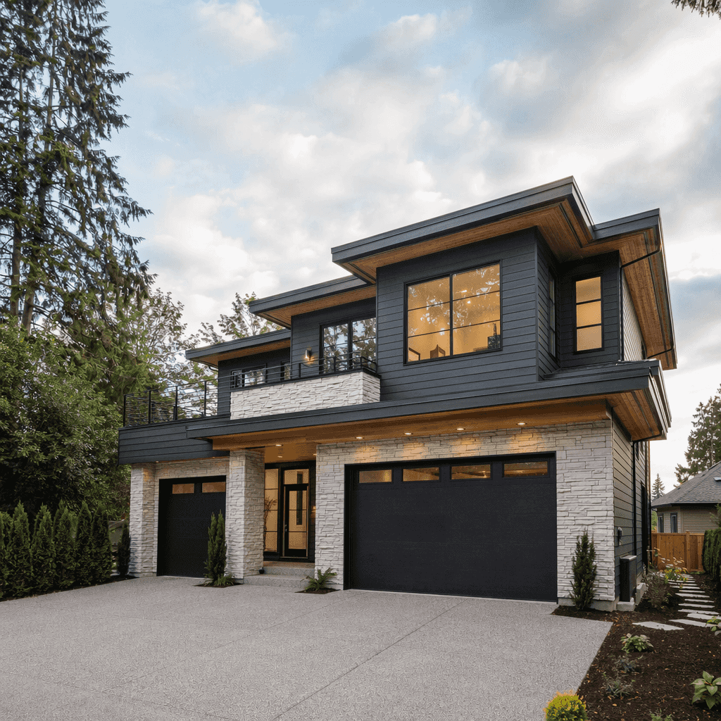 Vague prompt: "realistic photo of a modern house, high quality, detailed, professional"
