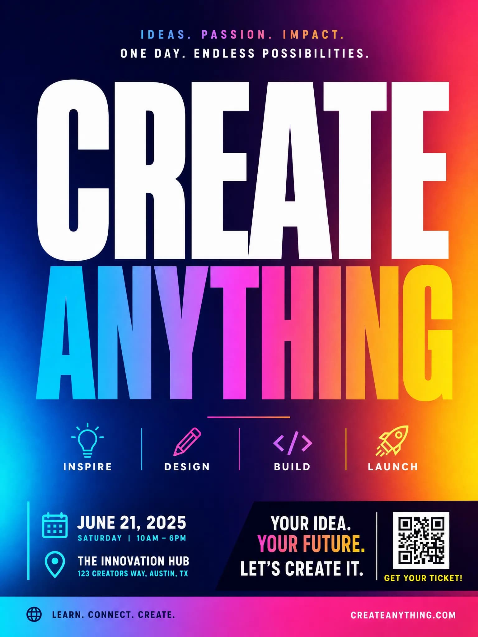 Bold poster reading Create Anything