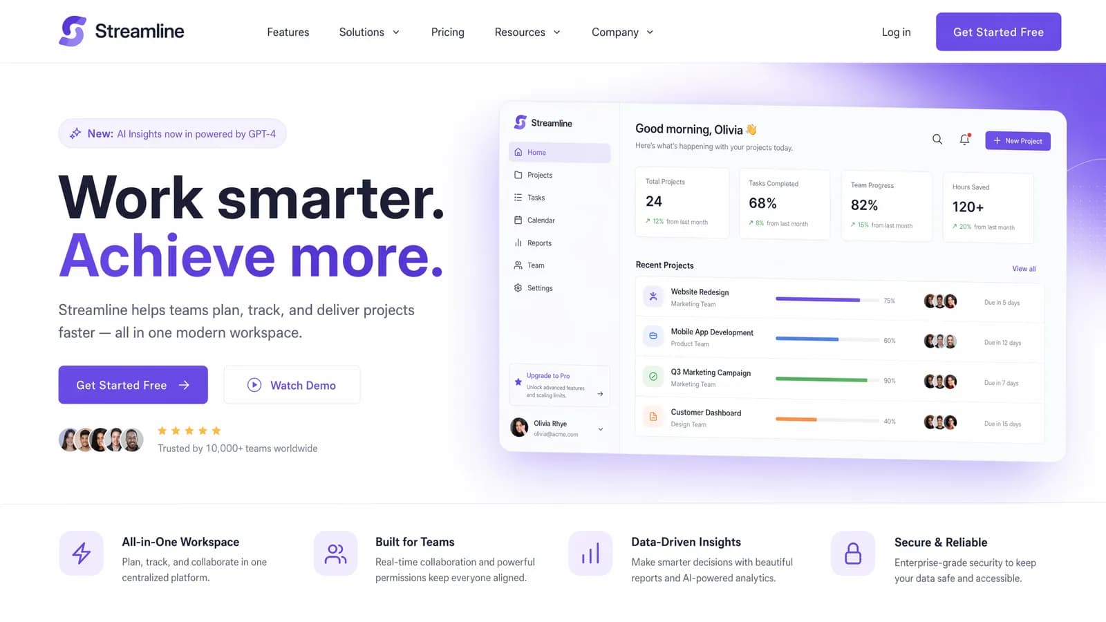 App landing page hero design layout