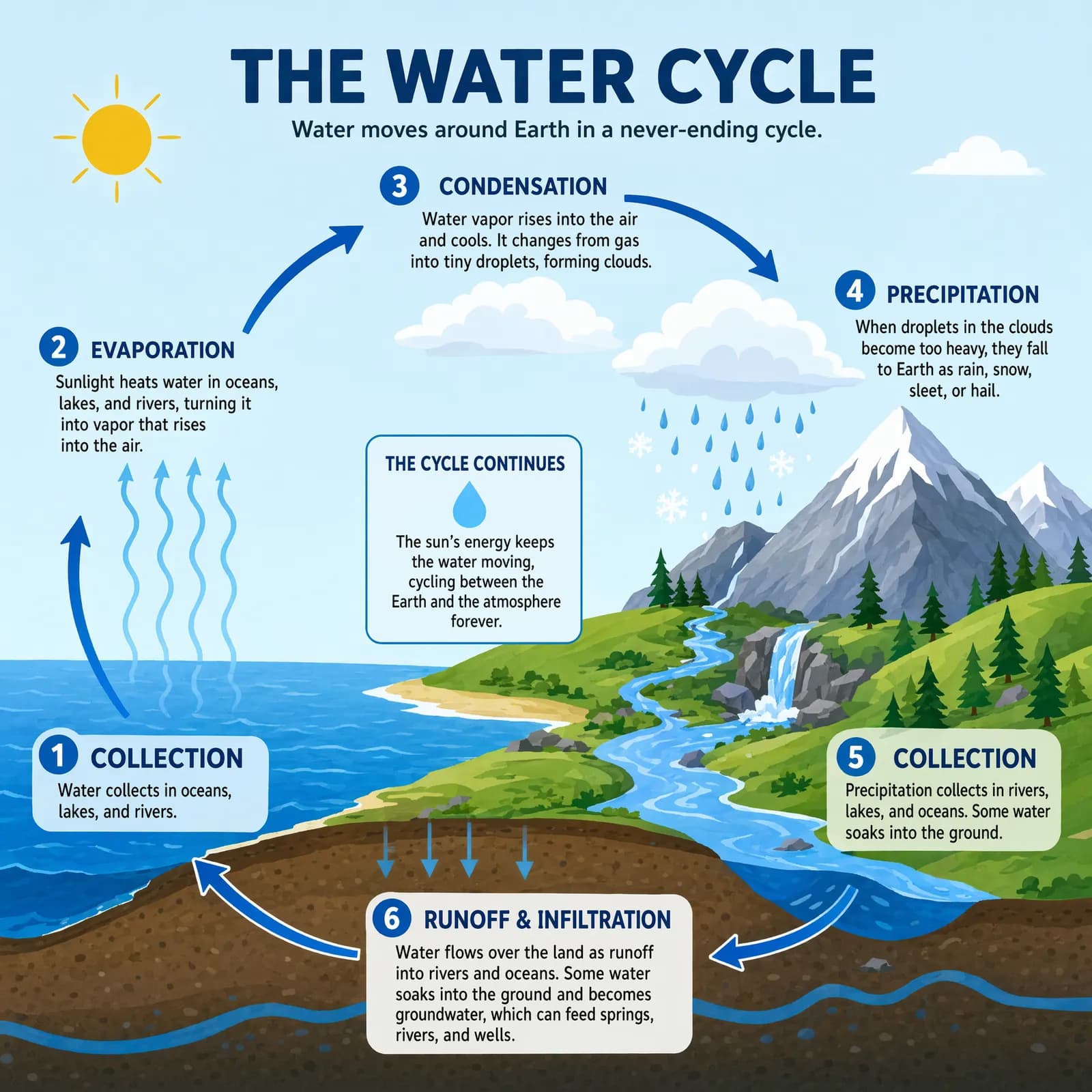 Clean water cycle infographic